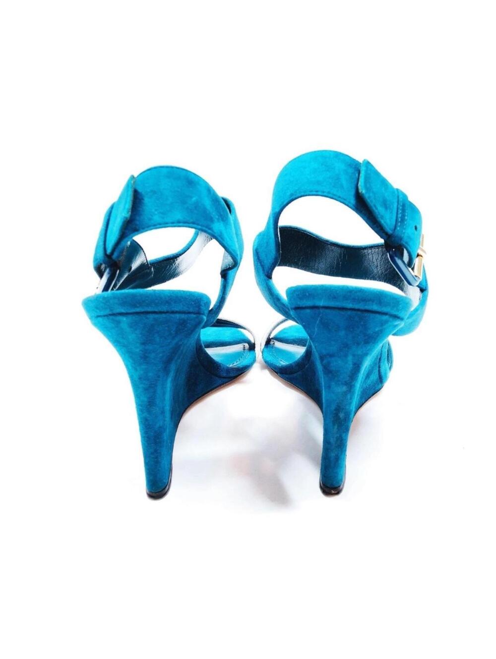 Blue Velvet Louis Vuitton Sandals with black and white stripes - Picture 3 of 5